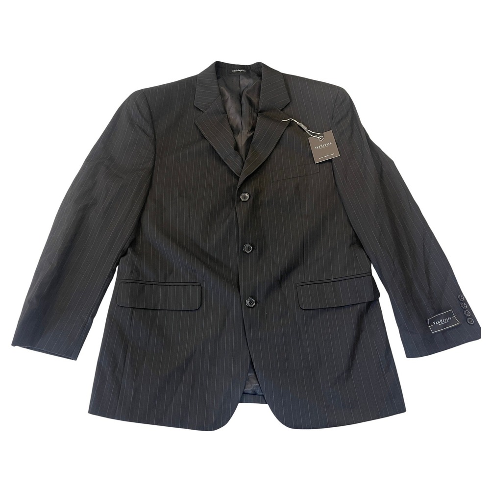 NWT Van Heusen Mens Pinstripe Suit Separate Blazer Black 40 Short NEW